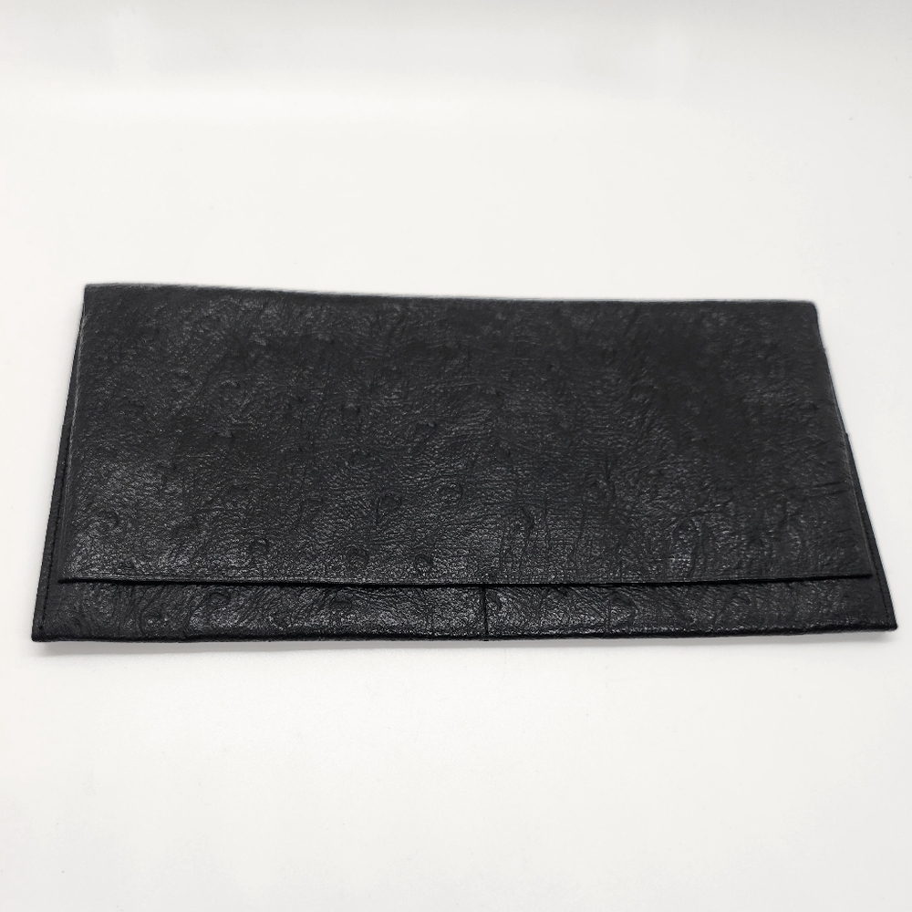 Full Quill Black Ostrich Long Wallet Or Checkbook